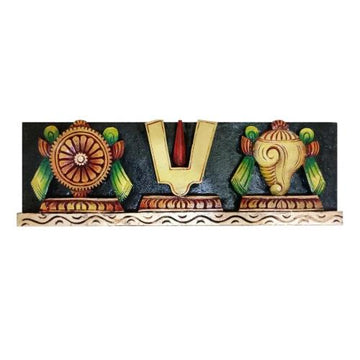 Wooden Wall Hanging Thenkalai Tiruman Multi Colour