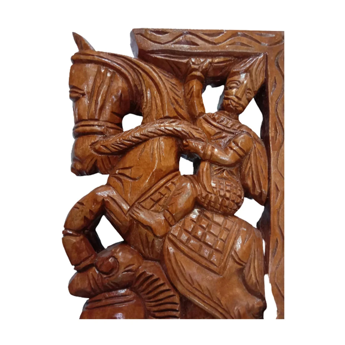 Wood Carving Warrior Horse & Ancient Demon Yali