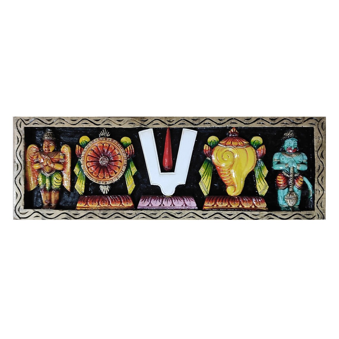 Wooden Thenkalai Thiruman Mulicolour Wall Hanging