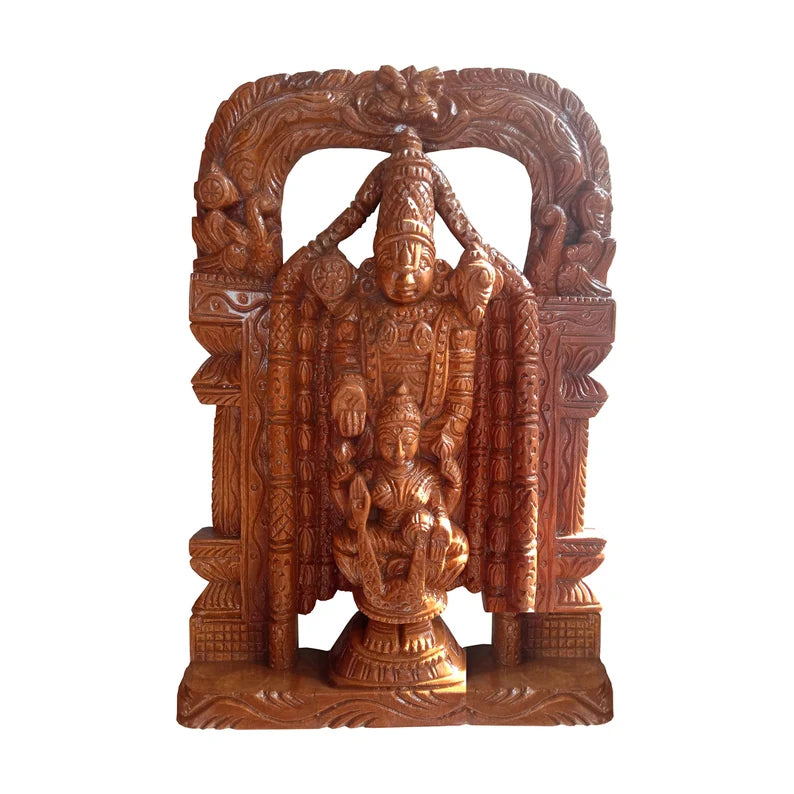 Wodden Carving Deity Venkateswara Swamy With Lakshmi