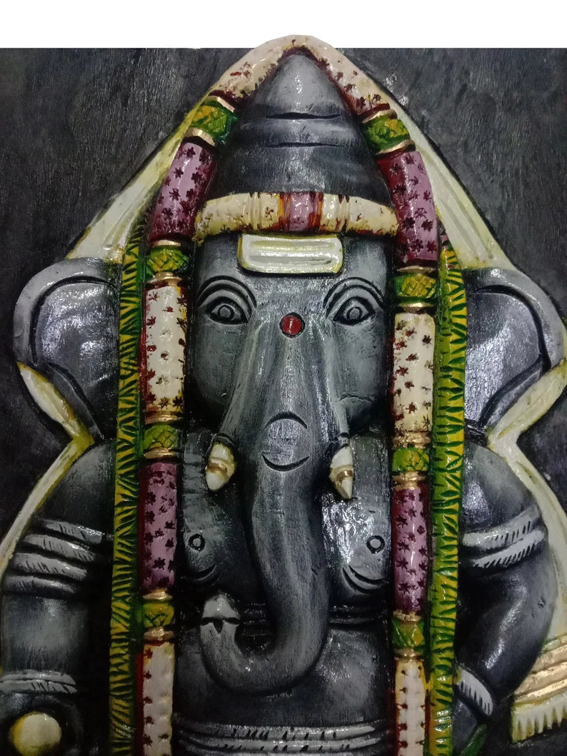 Pillaiyarpatti Ganesha (Karpaga Vinayagar) Wooden Wall Decor