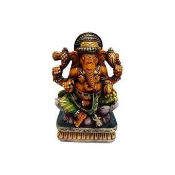 Ganesha Wooden Deity Multicolour