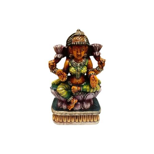 Maha Lakshmi Wooden Deity Multicolour
