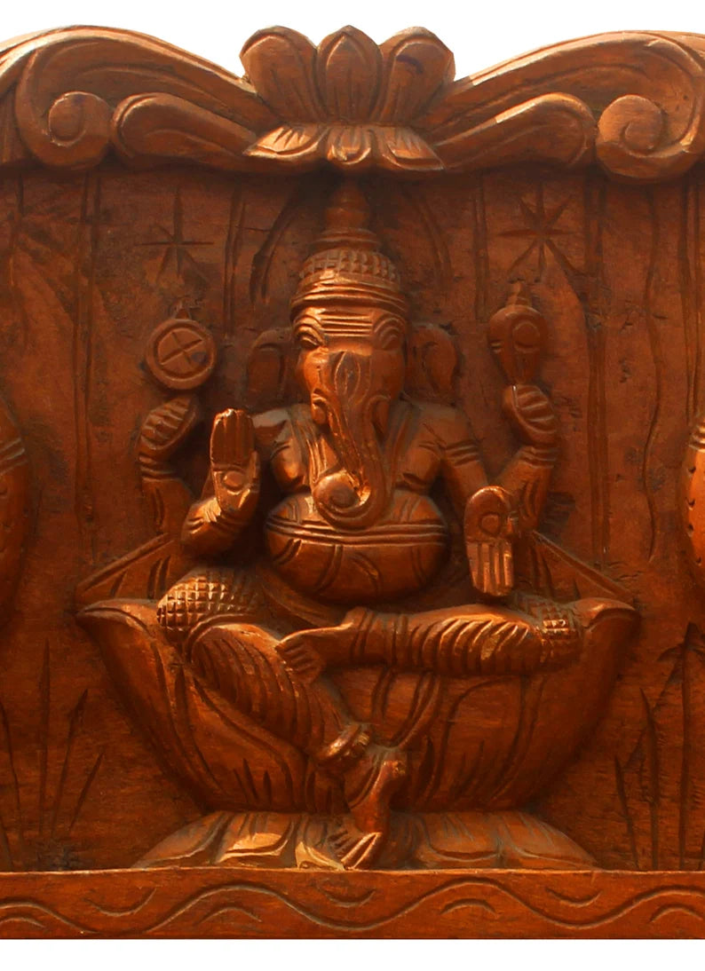 Ganesha Wood Carving With Annam