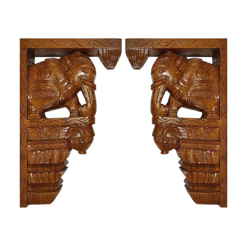 Wooden Elephant Wall Hanging Set 2