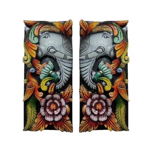 Elephant & Peacock Wall Decor. Handmade Wood Carving