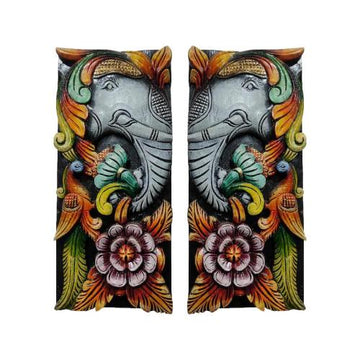 Elephant & Peacock Wall Decor. Handmade Wood Carving