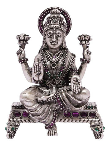 Silver Idol Antiqe Lakshmi Leg Down Stone Work