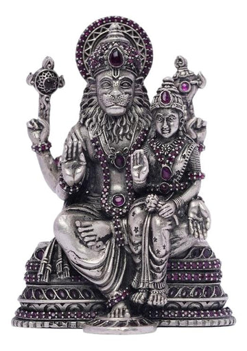 Silver Idol Antiqe Lakshmi Narasimhar Stone Work