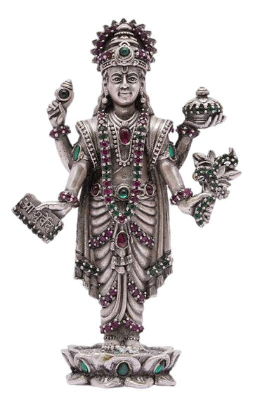 Silver Idol Antiqe Dhanvanthri Stone Work