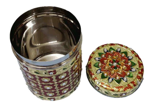 Meenakari Steel Dabba Box