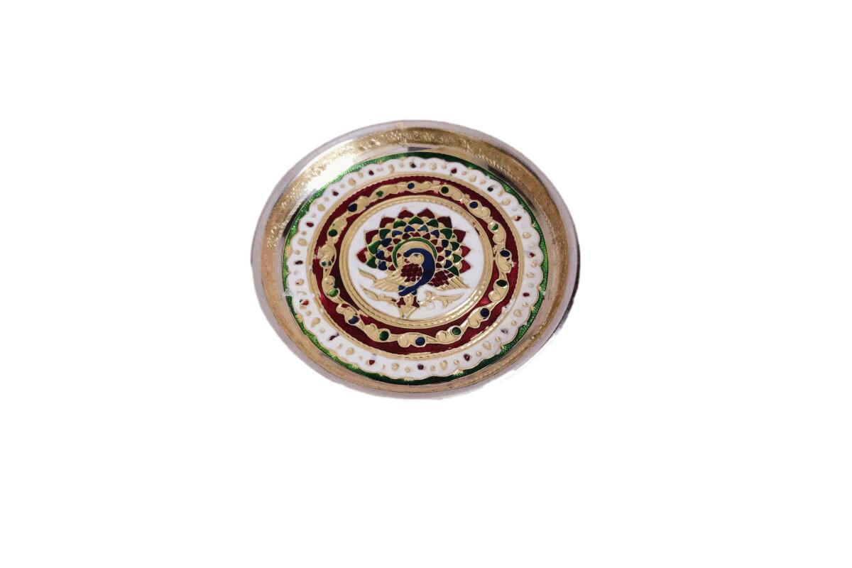 Meenakari Peacock Design Steel Plate