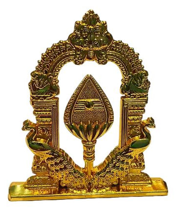 Gold Colour Murugan Vel & Peacock Metal Car Dashboard