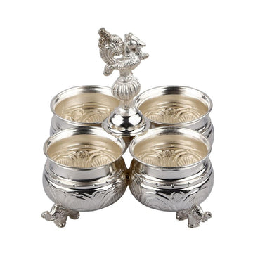 German Silver 4 Kum Kum Holder