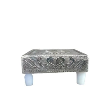 Silver Floral Square Deity Stand