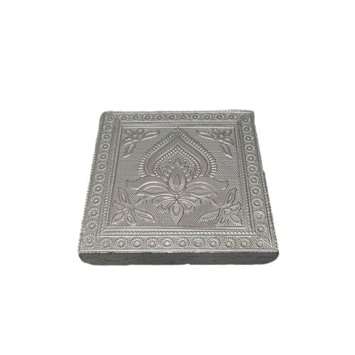 Silver Floral Square Deity Stand