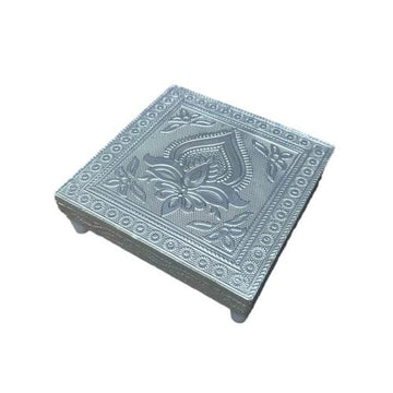 Silver Floral Square Deity Stand