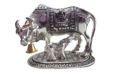 Cow and Calf Silver Coated