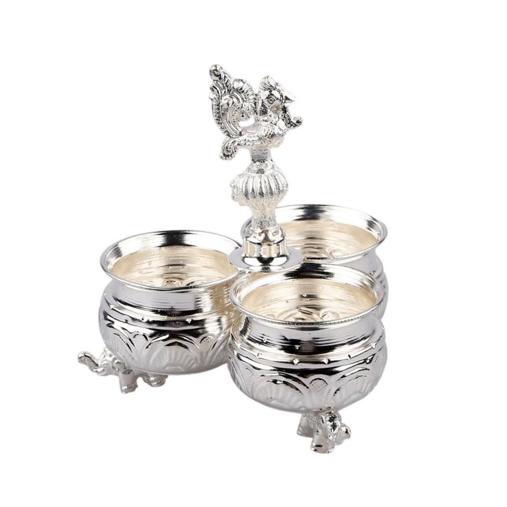 German Silver 3 Cup Chandan Bowel