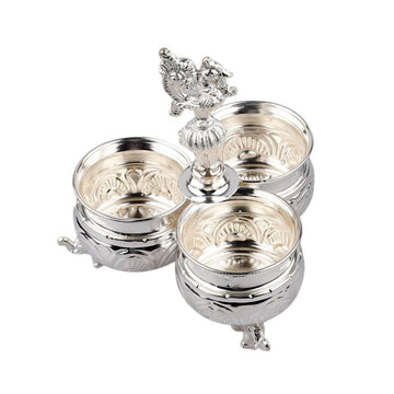 German Silver 3 Cup Chandan Bowel