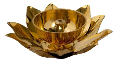 Brass Lotus Design Oil Lamp