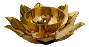 Brass Lotus Design Oil Lamp