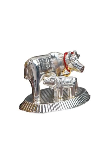 Silver Plated Cow and Calf