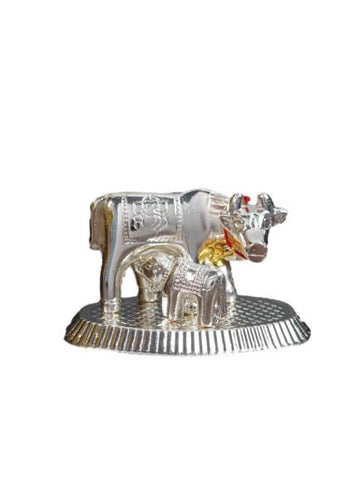 Silver Plated Cow and Calf