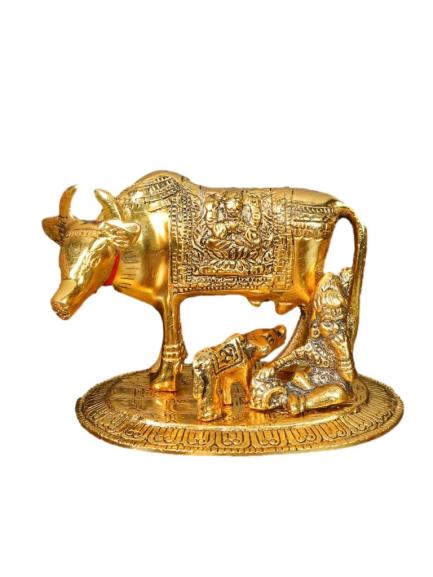 White Metal Cow and Calf - Krishna